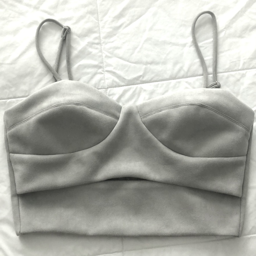 Glamorous Grey Suede Bustier Top